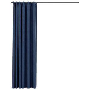 vidaXL Zatemnitvena zavesa z obe&scaron;ali videz platna modra 290x245 cm