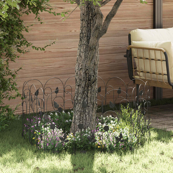 vidaXL Vrtna ograja Re&scaron;etka Črna 307 x 54,5 x 0,3 cm