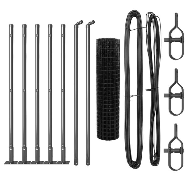 vidaXL Ograja s stebrom Siva 0,4 x 10 m Jeklo in PVC
