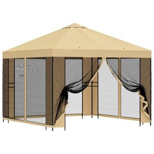 vidaXL Vrtni gazebo s stranskimi stenami 3 x 3 m Krem