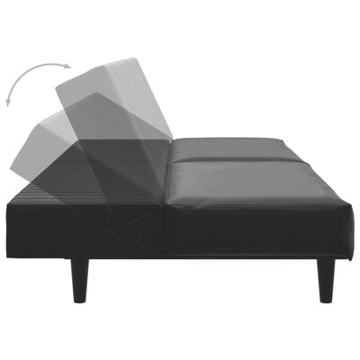 vidaXL Kavč dvosed z ležiščem črno umetno usnje