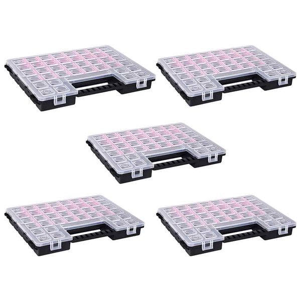 vidaXL &Scaron;katle za sortiranje 5 kosa z delilniki 385x283x50 mm plastika