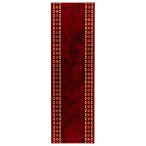 vidaXL Tekstilni preproga FLORNES Tkano Rdeča Diamanti 67 x 150 cm PP