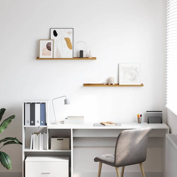 vidaXL Stenska polica s polico 2 pcs Bež 80 x 9 x 3 cm Konstruiran les