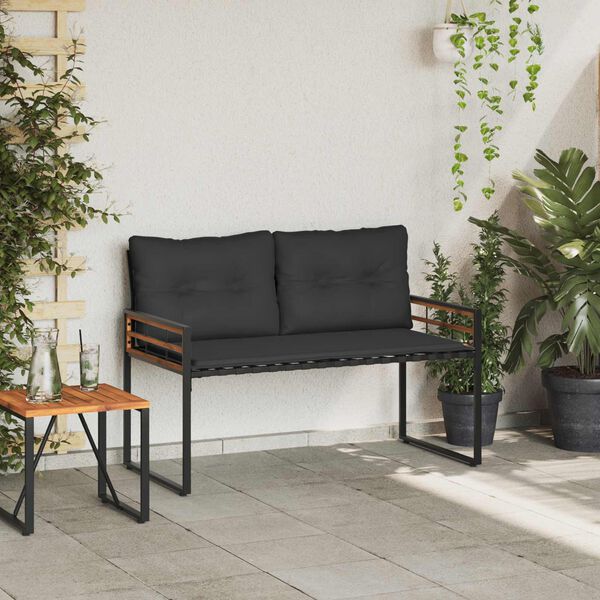 vidaXL Lesena ležajna klop z blazino Zatemnjeno siva 114 x 55 x 77 cm