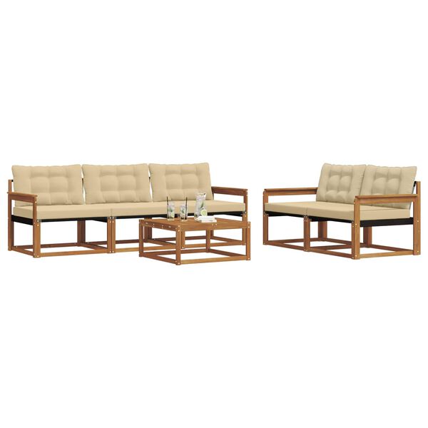 vidaXL Zunanja garnitura za sedenje z blazino 6 pcs Naravna in bež