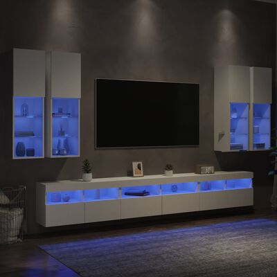 vidaXL Komplet TV omaric z LED lučkami 7-delni bel