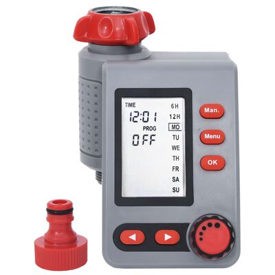 vidaXL Digitalni časovnik za zalivanje enojni s senzorjem za dež