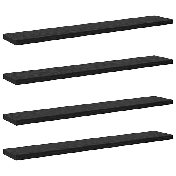 vidaXL Polica za knjige 4 pcs Črna 60 x 10 x 1,5 cm Konstruiran les