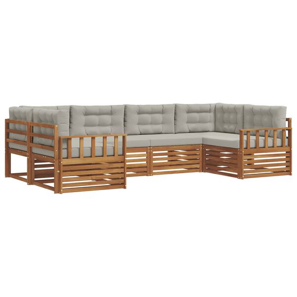 vidaXL Sedežne garniture z blazino 6 pcs Naravna in svetlo siva