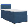 vidaXL Postelja boxspring z vzmetnico Modra 90 x 190 cm Blago