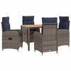 vidaXL Zunanja jedilnica 5 kos Grey and Navy Blue 90 x 90 x 75 cm