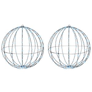 vidaXL Žogica med 384 LED 2 pcs Hladno bela 60 cm Kovina