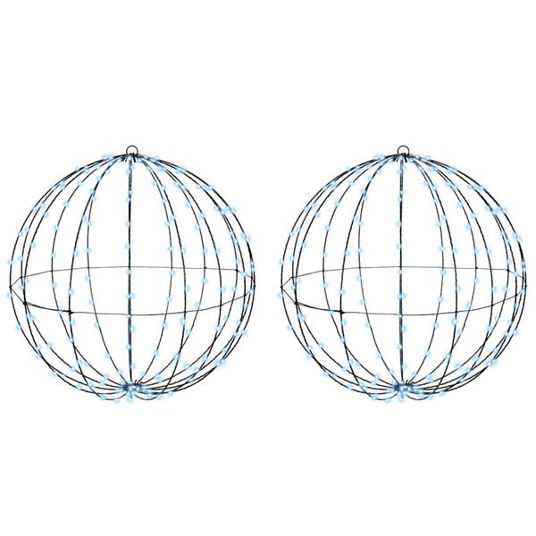 vidaXL Žogica med 384 LED 2 pcs Hladno bela 60 cm Kovina