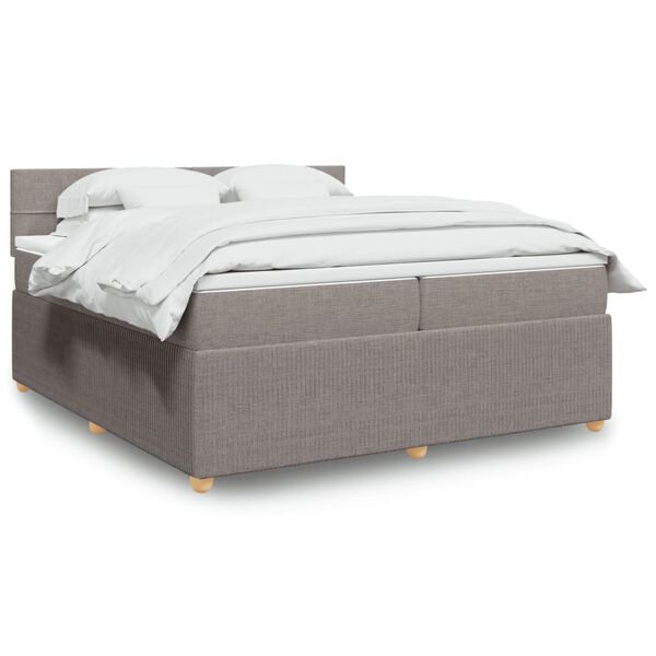 vidaXL Box spring postelja z vzmetnico taupe 200x200 cm blago