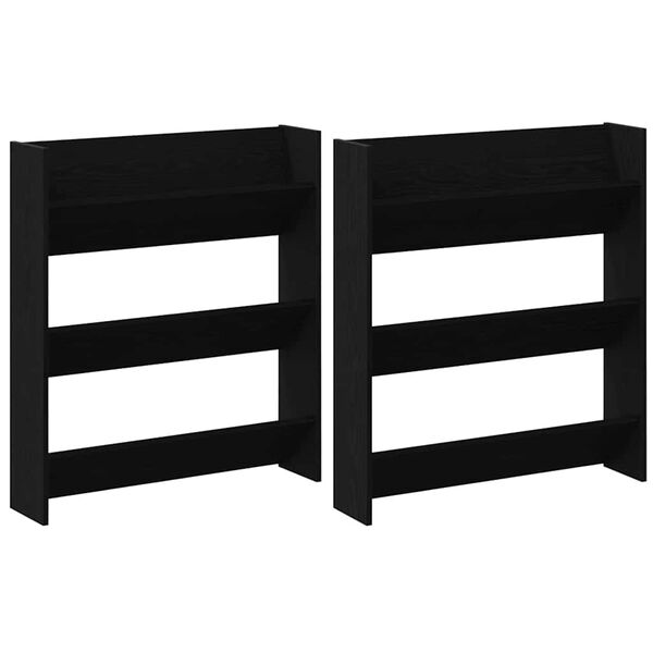 vidaXL Omara za čevlje s polico 2 pcs Črna Orehovina 85 x 18 x 90 cm