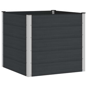 vidaXL Vrtna visoka greda Črna 100 x 100 x 91 cm WPC in aluminij
