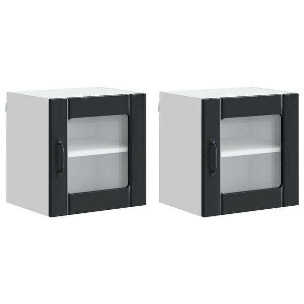 vidaXL Kuhinjski element 2 pcs Črna 40 x 31 x 40 cm Konstruiran les