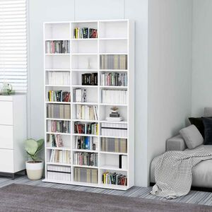 vidaXL Omarica za CD plo&scaron;če bela 102x23x177,5 cm konstruiran les