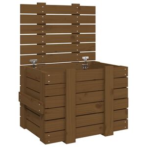 vidaXL &Scaron;katla za shranjevanje medeno rjava 58x40,5x42cm trdna borovina