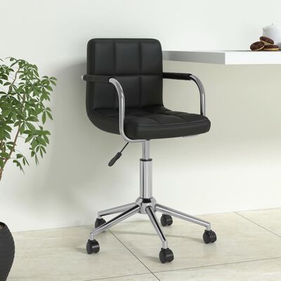 vidaXL Vrtljiv pisarniški stol črno umetno usnje