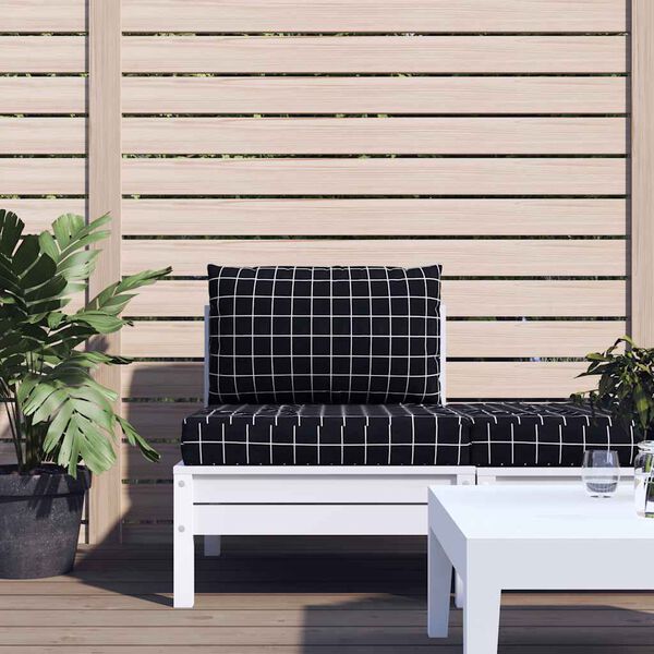 vidaXL Blazina za palete 2 kosa črno karirasto oxford blago