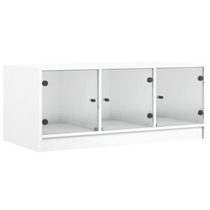 vidaXL Klubska mizica s steklenimi vrati bela 102x50x42 cm