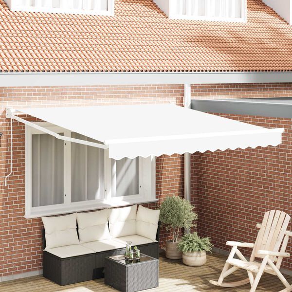 vidaXL Retraktilna tenda Bela 350 x 250 cm blago