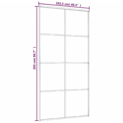 vidaXL Drsna vrata mlečno ESG steklo in aluminij 102,5x205 cm črna