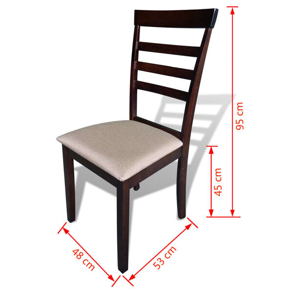 vidaXL Jedilni stoli 6 kosov rjavi in krem trden les in blago