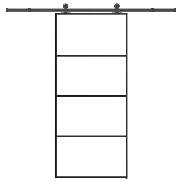 vidaXL Drsna vrata z opremo 90x205 cm ESG steklo in aluminij