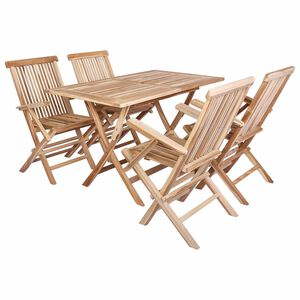 vidaXL Set vrtn furniture 5 kos Naravna Trden tikov les