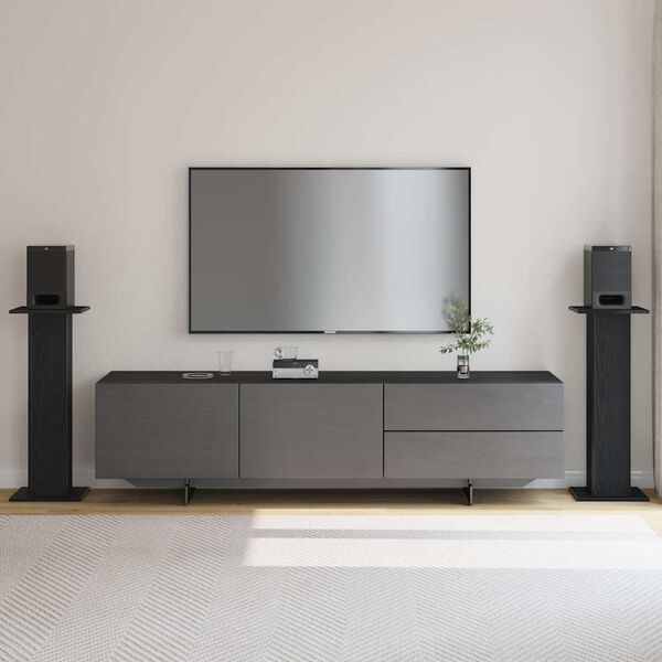 vidaXL Stojala za zvočnike 2 pcs Črna Orehovina 30 x 30 x 80 cm