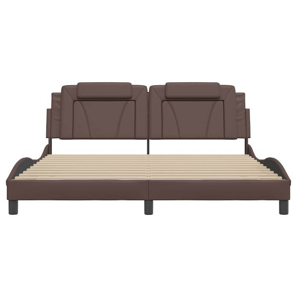 vidaXL Posteljni okvir brez vzmetnice Viana rjav 180x200 cm umetno usnje