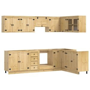 vidaXL Za omarice s polico SKI 10 pcs Medeno Rjava Masivno borovo les