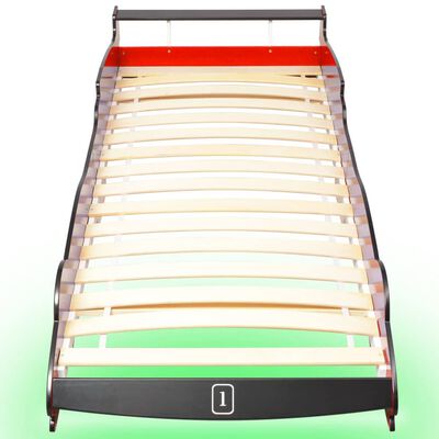vidaXL Otroška postelja LED dirkalni avtomobil 90x200 cm rdeče barve
