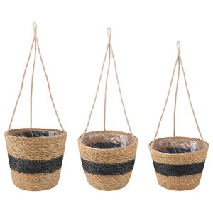 vidaXL 3 kos Naravna in črna &Oslash;26 x 19 cm 100% morska trava