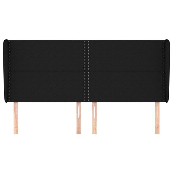 vidaXL Vzglavje z u&scaron;esi črno 203x23x118/128 cm blago