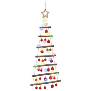 vidaXL Viseče božično drevo s kroglicami 90 cm 30 LED Večbarvno