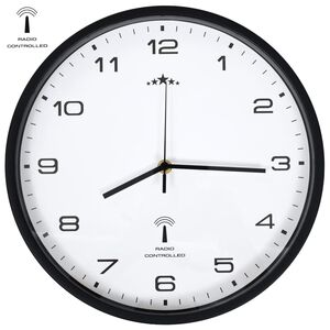 vidaXL Radijsko vodena stenska ura Quartz gibanje 31 cm bela in črna