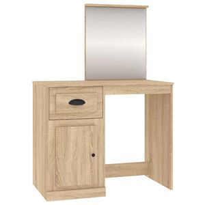 vidaXL Toaletna mizica z ogledalom sonoma hrast 90x50x132,5cm inž. les