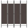 vidaXL Paravan 4-delni rjav 160x180 cm