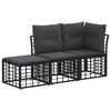 vidaXL Zunanja garnitura za sedenje z blazino 3 pcs Črna Poliester