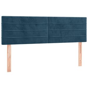 vidaXL Posteljno vzglavje temno modra 144x5x78/88 cm žametna