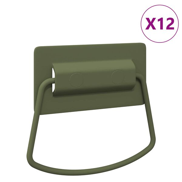 vidaXL Ročaji za kabinete 12 pcs Oljčno zelena 85 x 45 mm Kovina