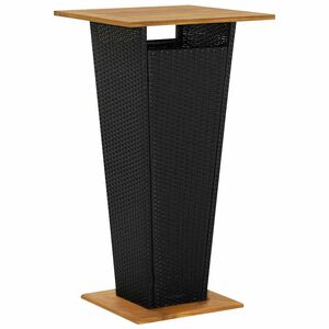 vidaXL Barska miza črna 60x60x110 cm poli ratan in trden akacijev les