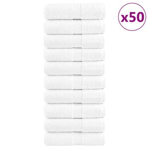 vidaXL Premium krpe za umivanje SOLUND 50 kosov bele 15x21 cm 600 g/m&sup2;