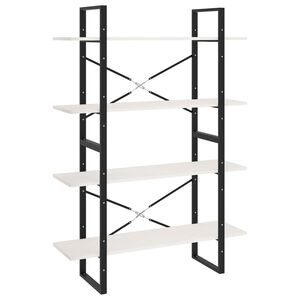 vidaXL Knjižna omara 4-nadstropna bela 100x30x140 cm trdna borovina