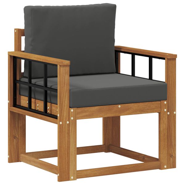 vidaXL Zunanji kavč Masivno akacijevo les in poliester Naravna