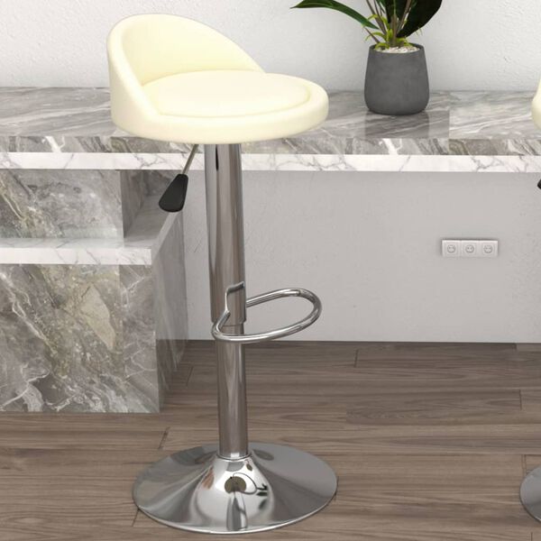 vidaXL Barski stolček krem umetno usnje